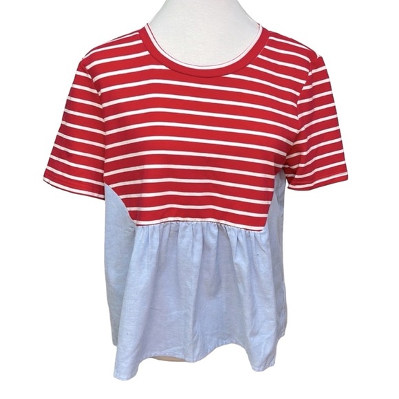 Anthropologie Striped Chambray Blouse - Picture 2 of 5